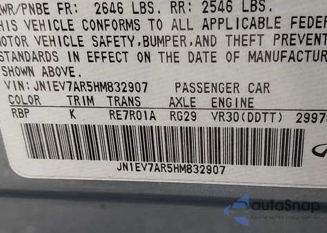 2017 Infiniti Q50 3.0T Sport from USA, damaged, VIN JN1EV7AR5HM832907